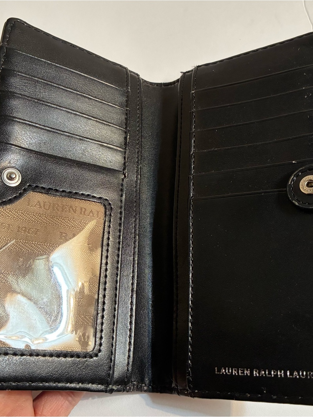 Lauren Ralph Lauren Silver Leather Continental Wallet with Logo Plate - Picture 6 of 10
